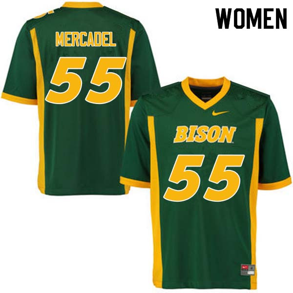 Women #55 Aaron Mercadel North Dakota State Bison College Football Jerseys Sale-Green